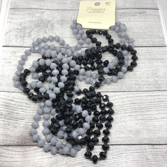 Curated bundle long crystal flapper style infinity necklaces - Picture 1 of 5